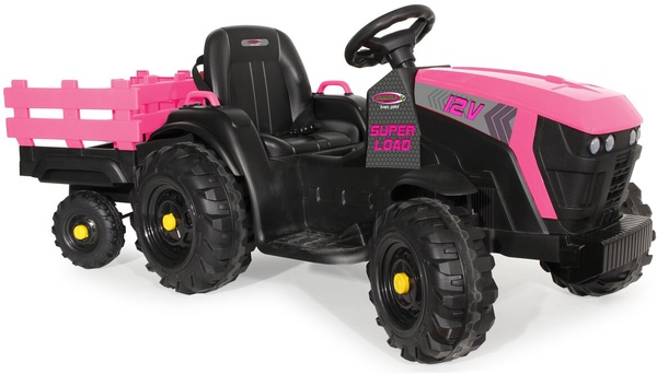 Tractor electrico infatil Ride-on Tractor Super Load con remolque rosa12V